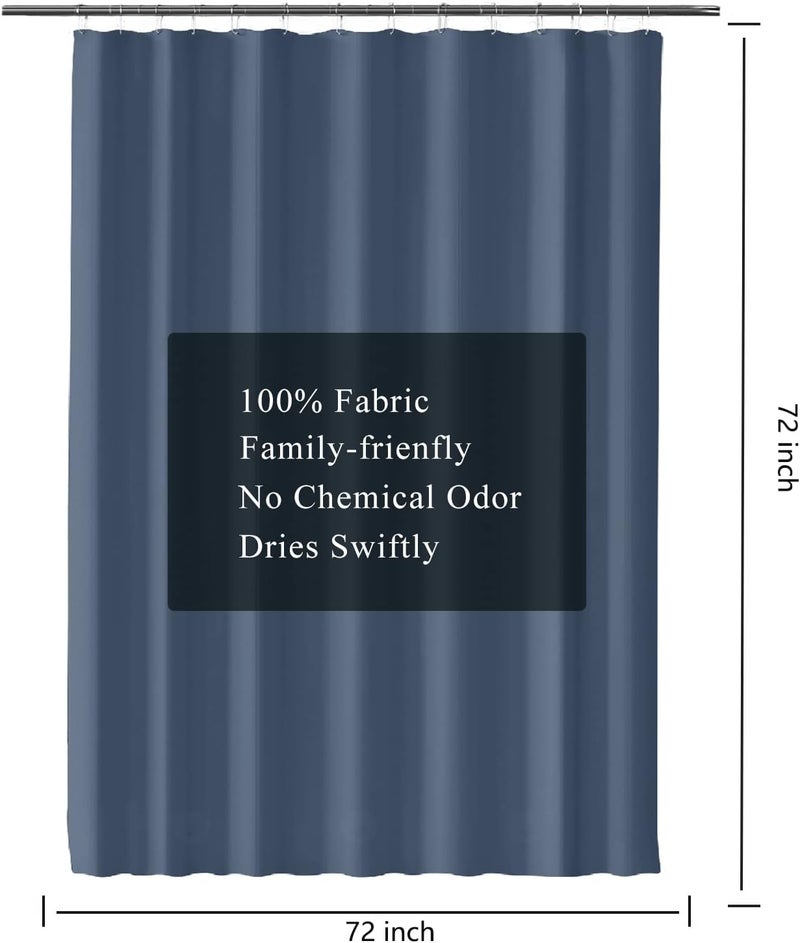 LLSCL Blue Fabric Shower Curtain Liner with Bottom Counterweight, Waterproof Hotel Quality, 72 x 72 Machine Washable - Image 3